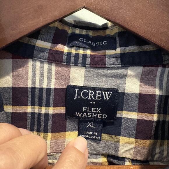 J Crew Shirt Mens XL Navy Plaid Flex Classic Button Casual Preppy Academia - Picture 2 of 10